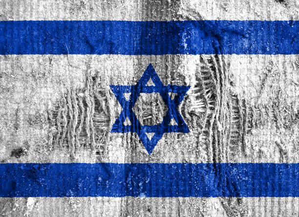 istock Israel flag with grunge fabric texture 694202454