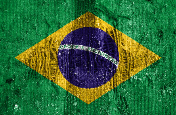 istock Brazil flag with grunge fabric texture 694202522