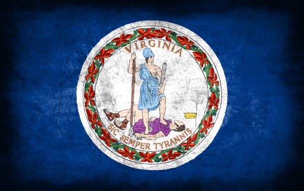 istock Virginia flag with grunge metal texture 694202578