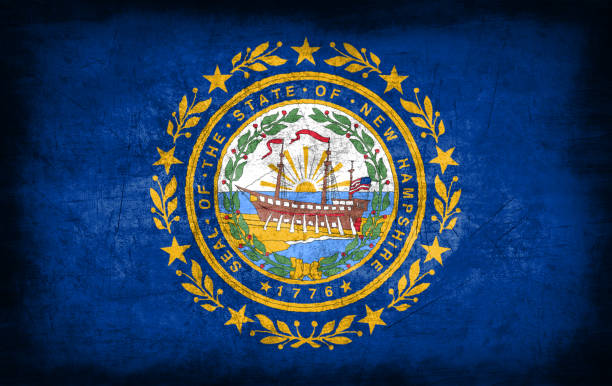 istock New Hampshire flag with grunge metal texture 694204638