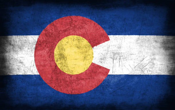 istock Colorado flag with grunge metal texture 694204744