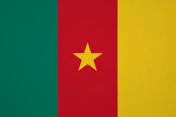 Photo of Cameroon flag with fabric texture