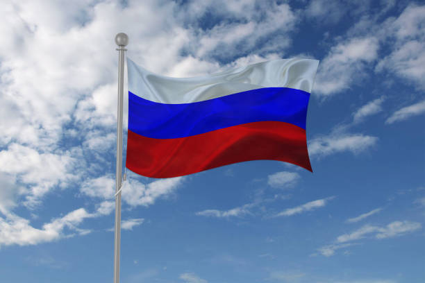 istock Russia flag waving in the sky 694207954