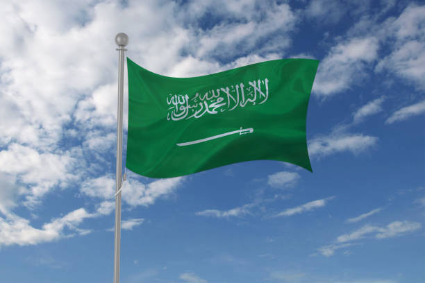 istock Saudi Arabia flag waving in the sky 694207956