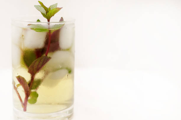 istock Kentucky derby drink in a glass goblet on a light background. 694209224