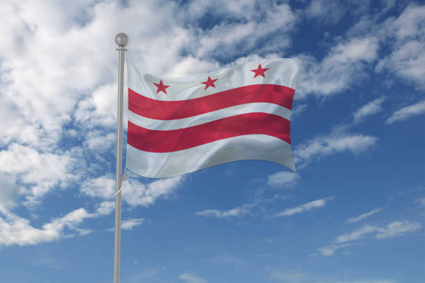 istock Washington flag waving in the sky 694210386