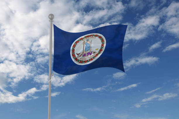 istock Virginia flag waving in the sky 694210440