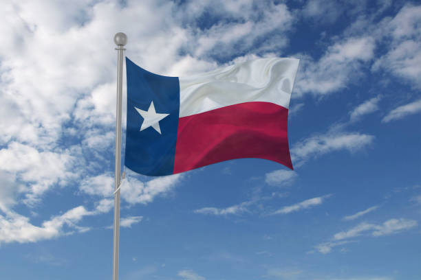 istock Texas flag waving in the sky 694212624