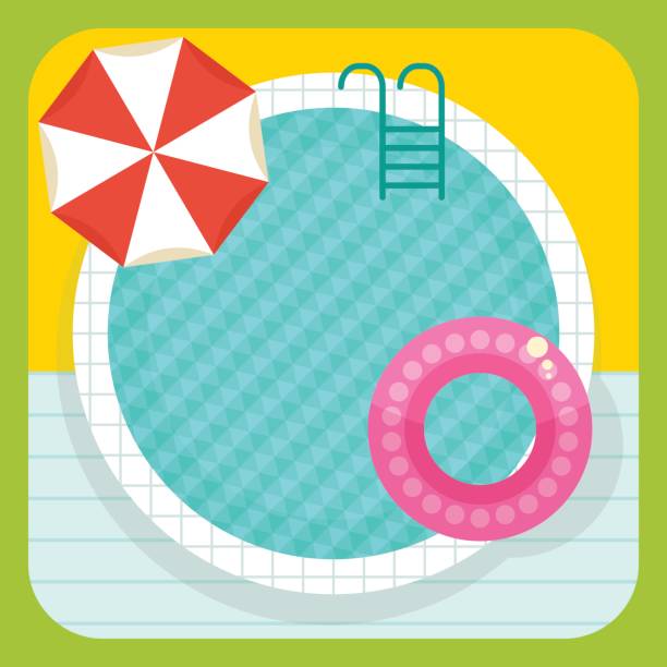 ilustrações, clipart, desenhos animados e ícones de rodada de piscina de verão - symbol hotel computer icon icon set