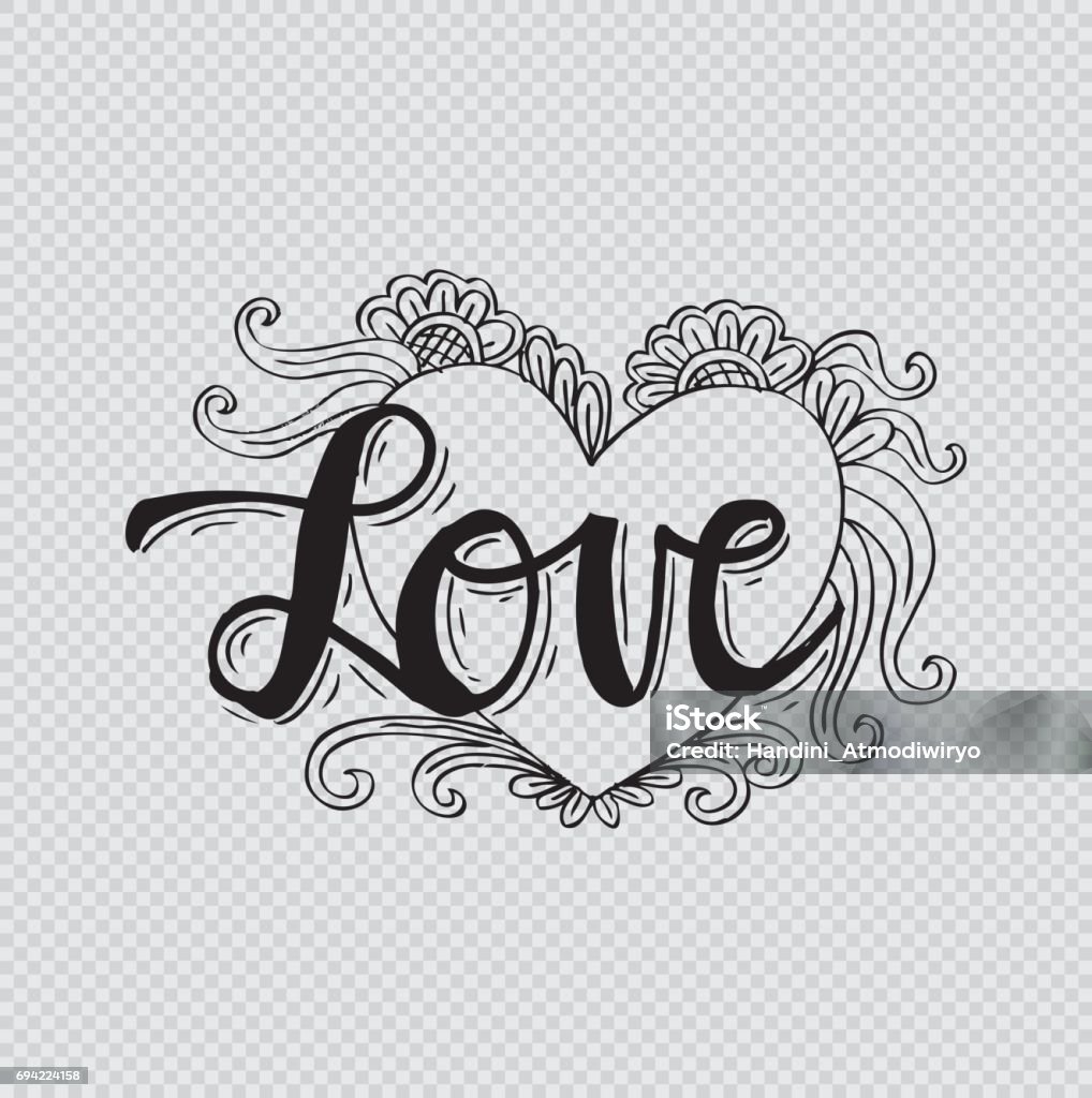 Affection Lettering Love Hand Lettering Stock Illustration - Download Image Now ...