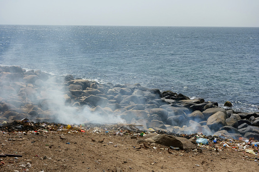 Waste disposal on Ile de Goree Island, Dakar, Senegal
