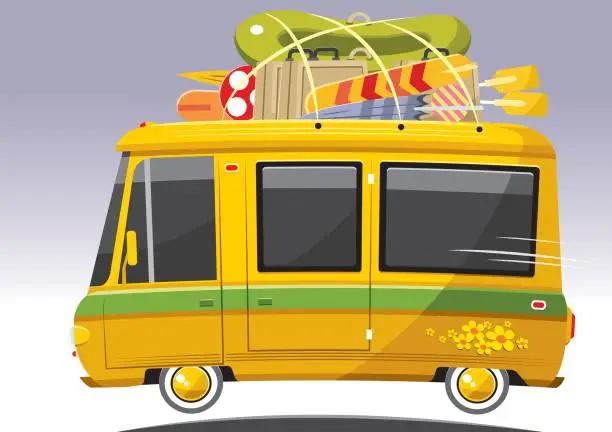 Vector illustration of Cool tour minibus