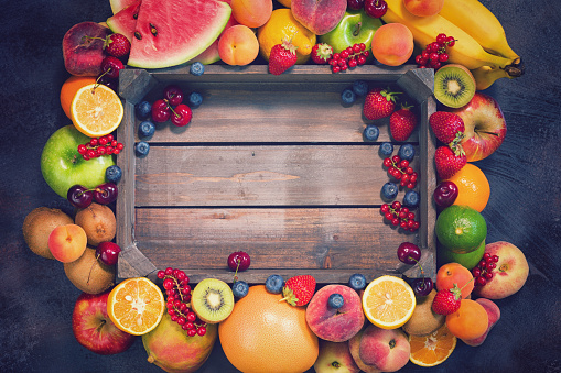 Fresh healthy organic fruits background