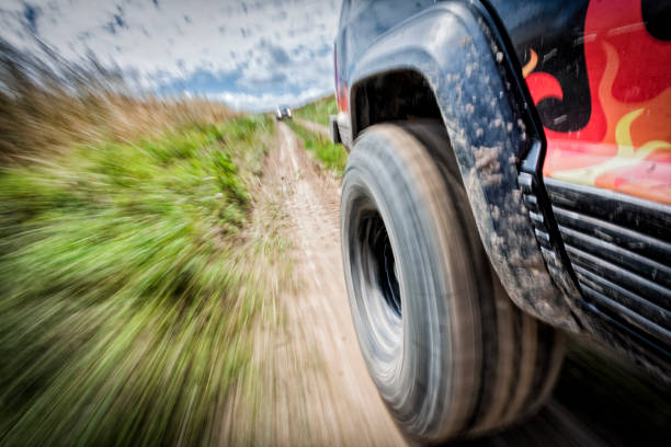 istock Offroar car moving with high speed in motion blur 694229974