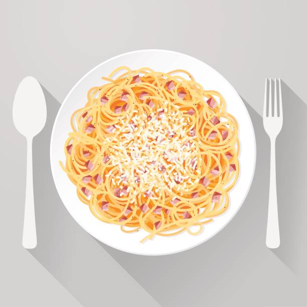 ilustrações de stock, clip art, desenhos animados e ícones de spaghetti carbonara - parmesan cheese