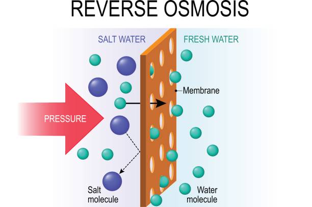 ilustraciones, imágenes clip art, dibujos animados e iconos de stock de ósmosis inversa. - desalination