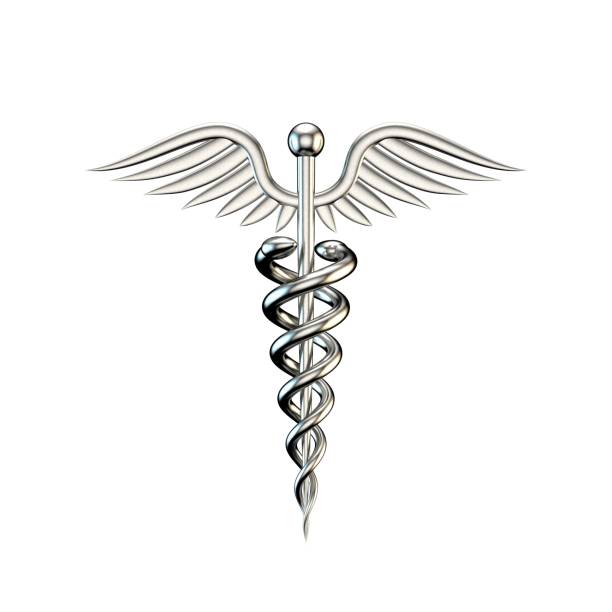 istock Metallic medical symbol. Isolated on white background. 3D rendering illustration. 694243536