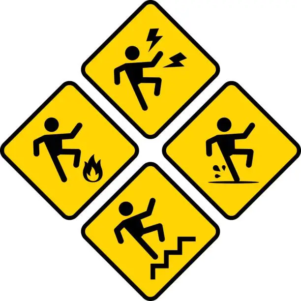 Vector illustration of Danger Icon Set