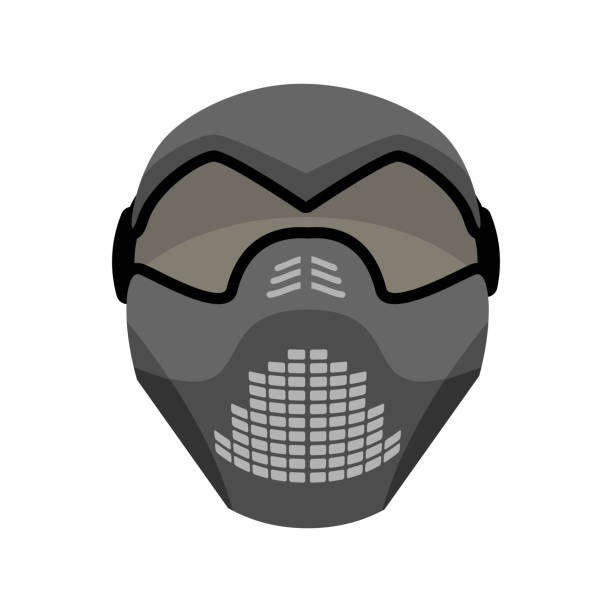 istock Protective helmet Scary. Sports respirator future. paintball mask. Alien motorcycle helm 694265086