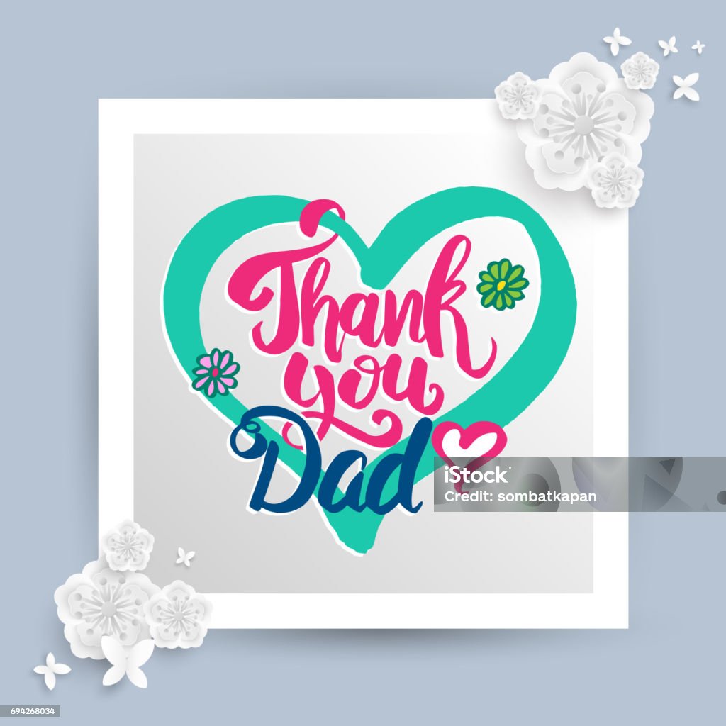 Father's Day card. Thank you Dad lettering for Father's day card. Vector illustration. Border - Frame stock vector