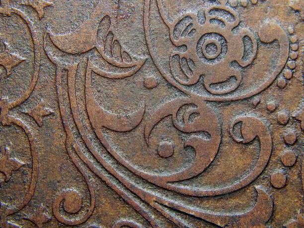 istock The decorative pattern on the old shabby gold 694270248