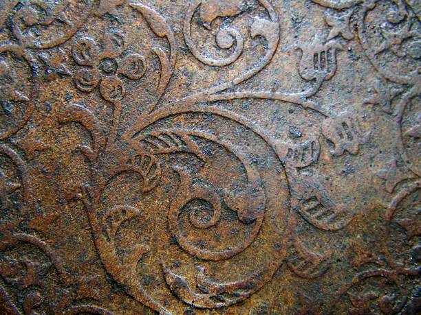 istock The decorative pattern on the old shabby gold 694270264