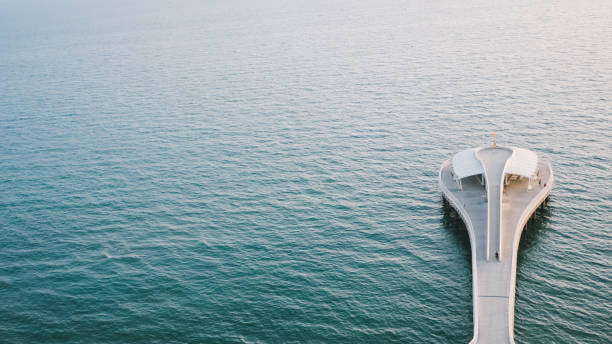 Aerial view of a Modern Pier in Lido di Camaiore, Lucca,Italy