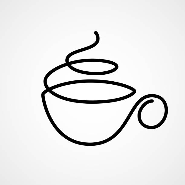 vektor tasse tee oder kaffee, die von einzelnen volllinie gezeichnet - tea cup stock-grafiken, -clipart, -cartoons und -symbole