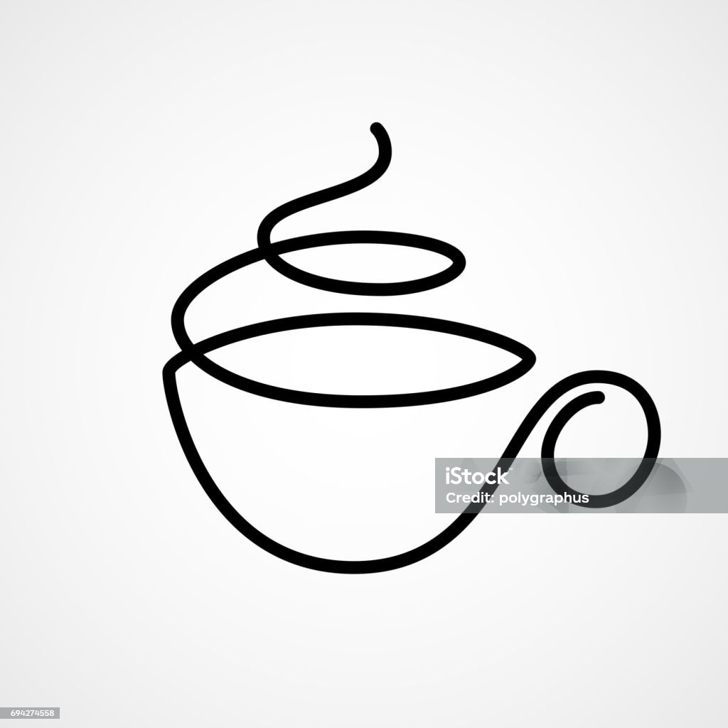 Vector cup of tea or coffee drawn by single continuous line Vector cup of tea or coffee drawn by single continuous line. Eps8. RGB. One global color Tea Cup stock vector