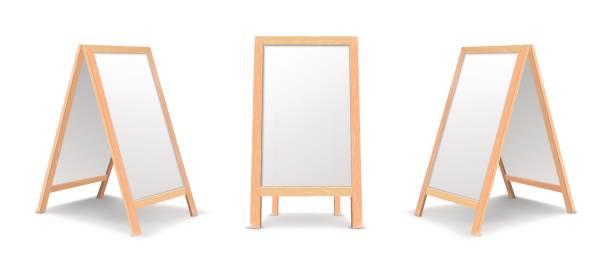 istock Realistic special menu announcement board icon set. Vector clean restaurant outdoor white board background. Mockup of chalkboard for restaurant menu, isolated on white background. Front and side view 694274882