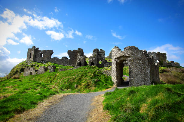 Irish Castle Ruins of the Rock of Dunamase stock photo