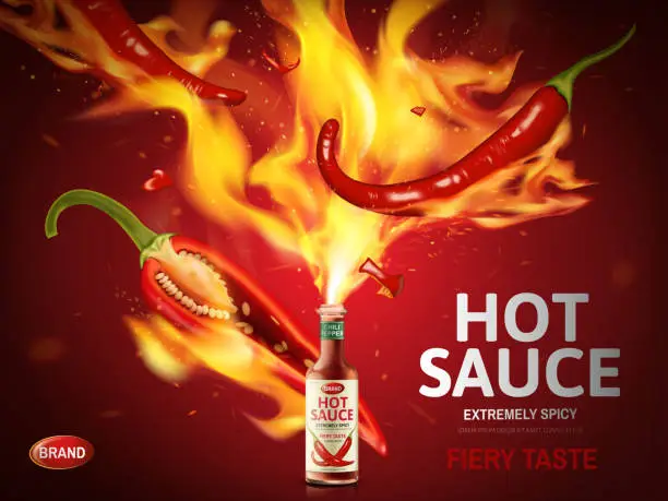 Vector illustration of chili sauce ad