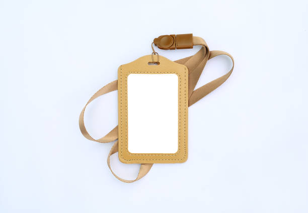 Red and White Press Pass ID Card Isolated on White Background.