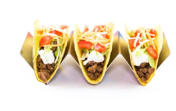 istock Fresh beef tacos in hard yellow corn taco shell 694313458