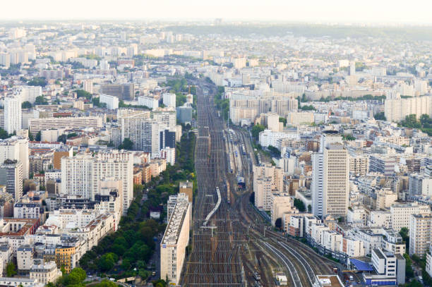 istock Panoramic cityscape of Paris 694320568