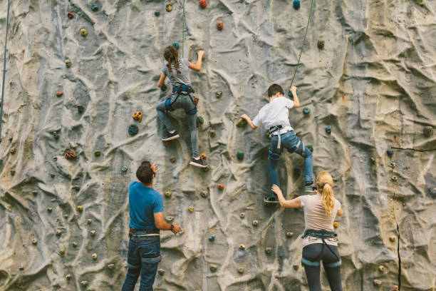 istock Family on free climbing 694328850