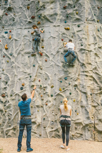 istock Family on free climbing 694328900