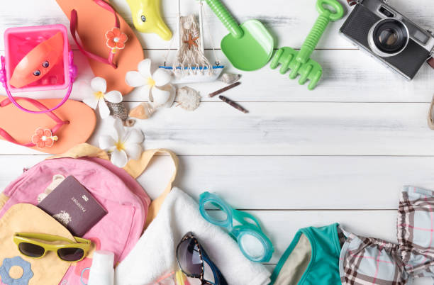 istock prepare accessories and travel items for kid 694329024