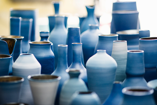 Blue pottery works in okinawa
