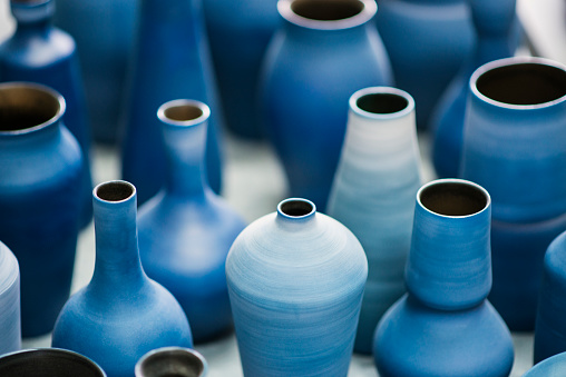 Blue pottery works in okinawa