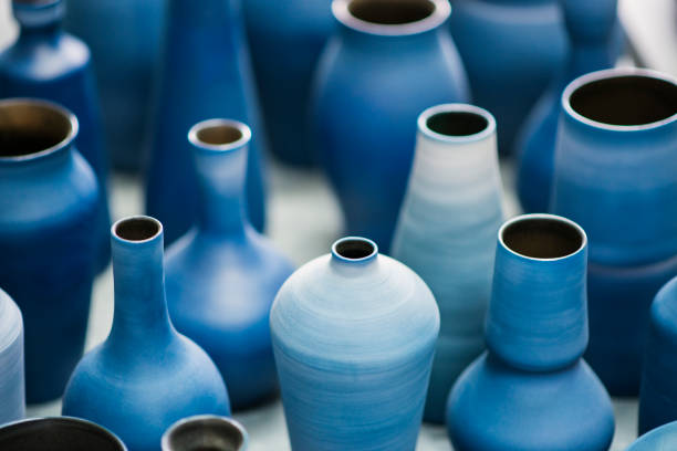 Blue pottery works in okinawa Ceramic pottery ceramics stock pictures, royalty-free photos & images