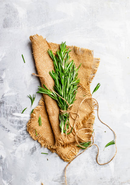 istock Fresh rosemary in a bundle on a canvas napkin 694330020