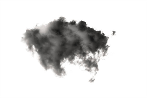 black smoke and cloud isolated on white - cumulonimbus imagens e fotografias de stock