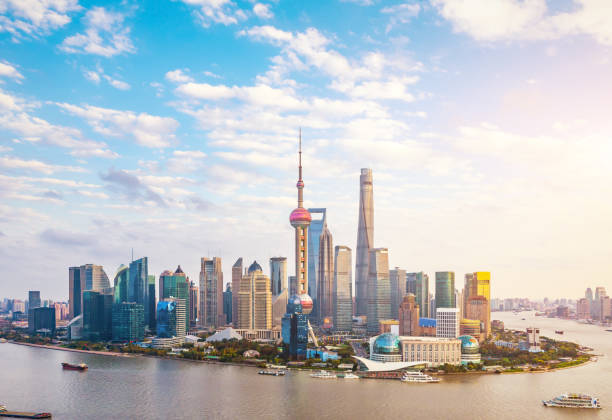 istock Shanghai city skyline at dusk,China 694333902