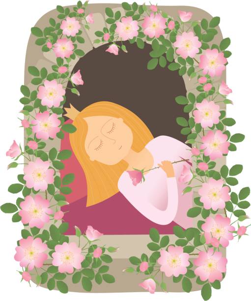 Sleeping beauty vector art illustration