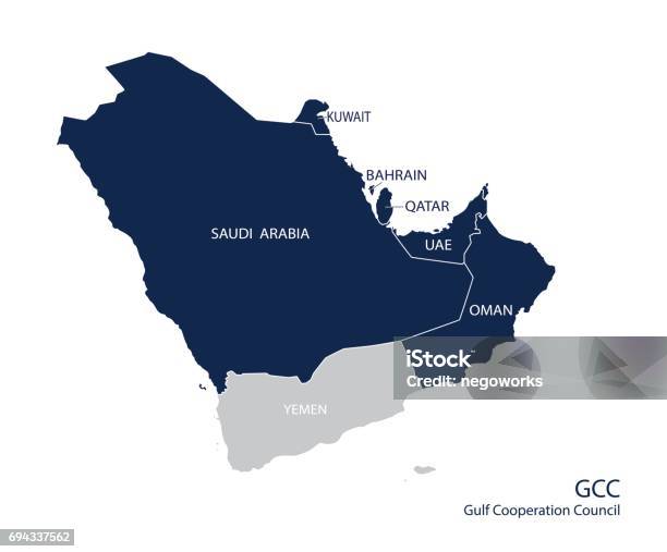 Map Of The Gulf Cooperation Council S Members Stock Illustration - Download Image Now