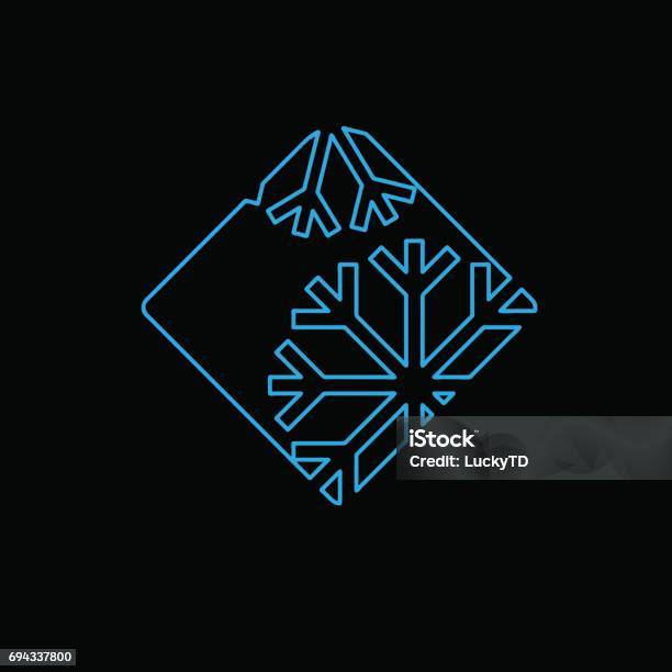 Ice Sign Vector Vector Sign Abstract Ice In Linear Style On Black Background Stock ...