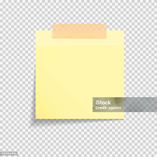 Sticky Paper Note On Transparent Background Vector Illustratio Stock  Illustration - Download Image Now - iStock