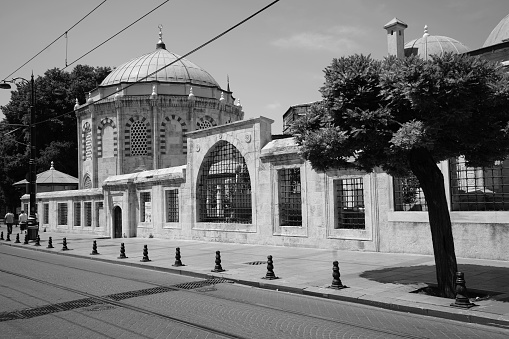 Istanbul,Turkey-June 04,2017:Koca Sinan Pasa mausoleum in Çemberlitaş District.It was built in 1593 by architect Davud Ağa, in the preface of Koca Sinan Pasha Kulliye.