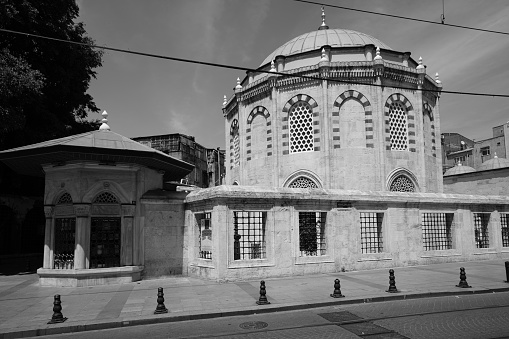 Istanbul,Turkey-June 04,2017:Koca Sinan Pasa mausoleum in Çemberlitaş District.It was built in 1593 by architect Davud Ağa, in the preface of Koca Sinan Pasha Kulliye.